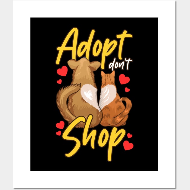 Cute Cat & Dog Adopt Don't Shop Wall Art by theperfectpresents